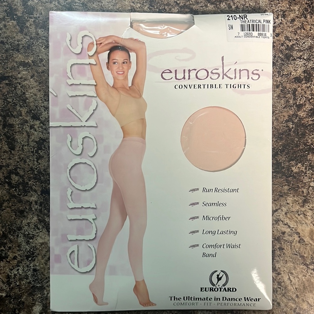 NWT! Eurotard Euroskins convertible tights, theatrical pink, adult size S/M.